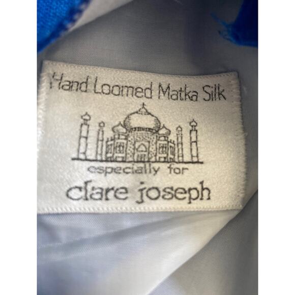 Clare Joseph Vintage Hand Loomed Pure Matka Silk Blue Skirt Sz 10 - Picture 9 of 9